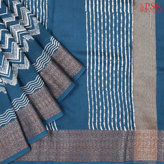 Prussian Blue Chanderi Silk Cotton Saree