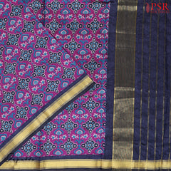 Midnight Blue Soft Patola Silk Cotton Dress Material