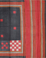 Charcoal Black Kadhi Tussar Silk Saree