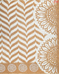 Beige & Buff Orange Linen Tissue Embroidery Saree