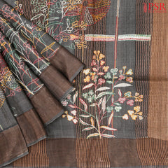 Dark Fossil Grey Kadhi Tussar Silk Saree