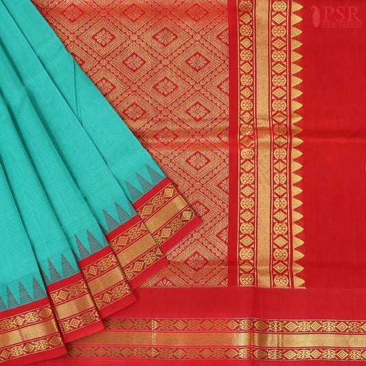 Verdigris Cotton Silk Saree