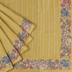 Dry Grass Yellow Semi Tussar Saree