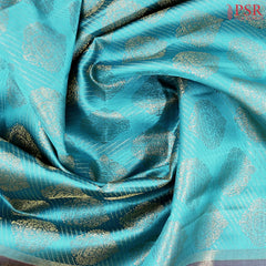 Light Peacock Blue Kanchipuram Jacquard Silk Saree