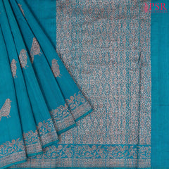 Peacock Blue Banaras Jute Silk Saree