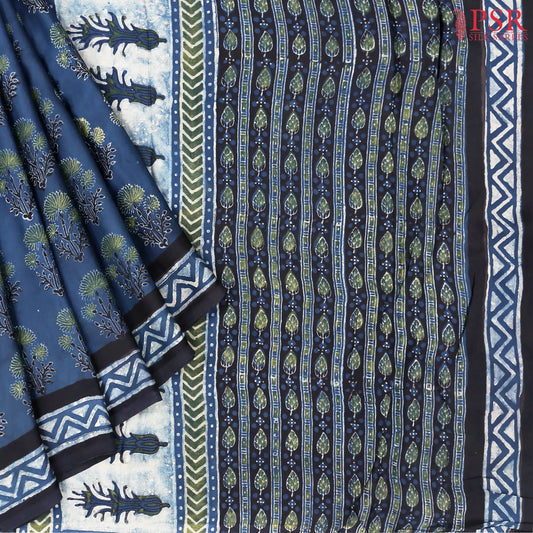 Prussian Blue Modal Silk Saree