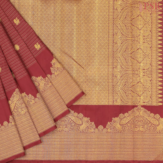 Dark Red Kanchipuram Silk Saree