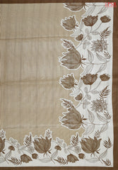 Yellow Beige Semi Tussar Saree