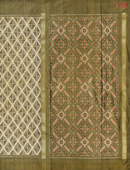 Grey & Olive Pochampally Silk Saree