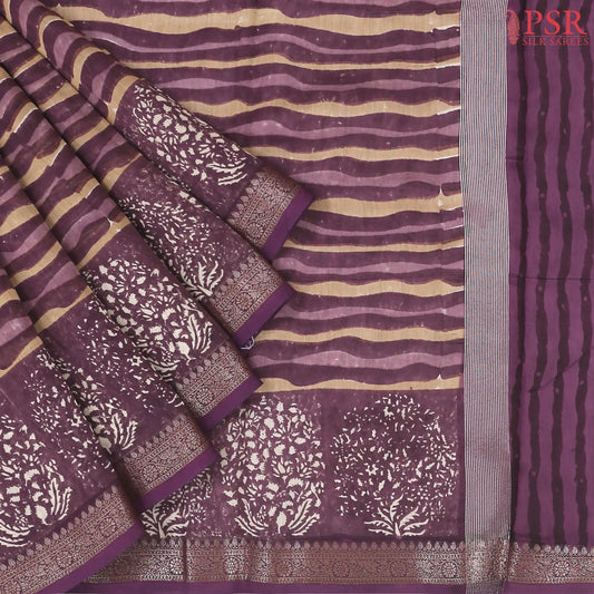 Dark Purple Chanderi Silk Cotton Saree
