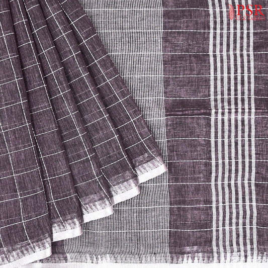 Dark Mauve Purple Linen Saree