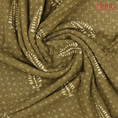 Dark Olive Hacoba Embroidery Running Material