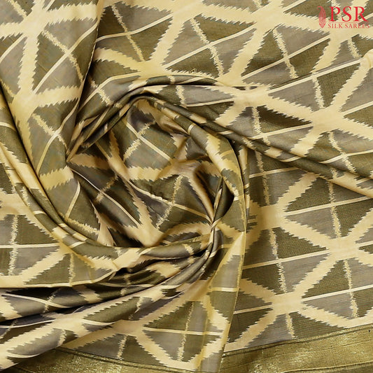 Grey & Olive Pochampally Silk Saree