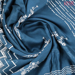 Prussian Blue Chanderi Silk Cotton Saree