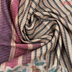 Tussar Beige Semi Dupion Saree