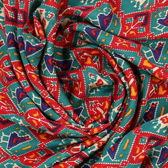 Red & Egyptian Green Assam Saree
