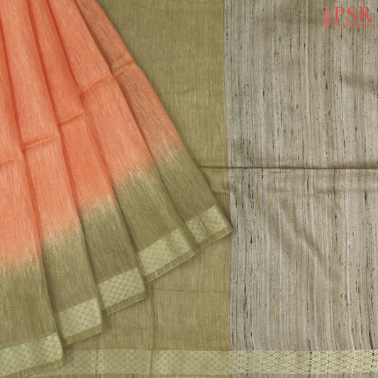 Saffron Semi Tussar Saree
