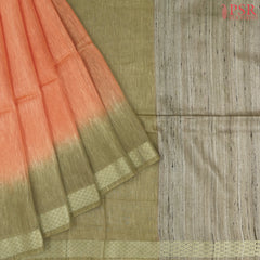 Saffron Semi Tussar Saree