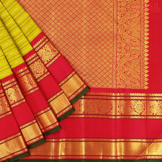 Warm Olive Green Kanchipuram Silk Saree