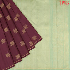 Wine Brown Kanchipuram Silk Saree
