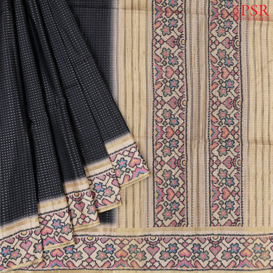 Black Semi Tussar Saree