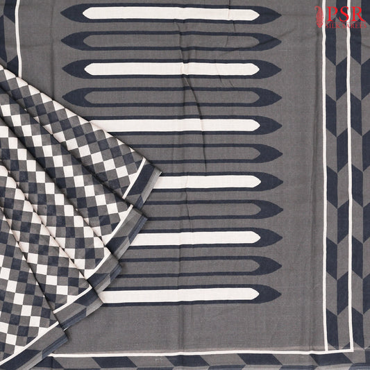 Shades of Grey Mul Printed Cotton Saree