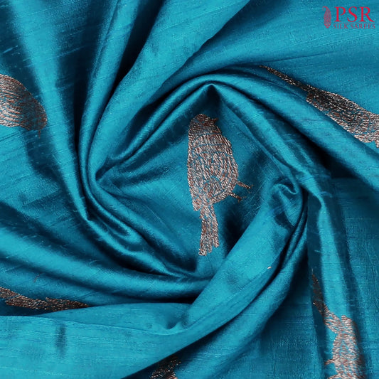 Peacock Blue Banaras Jute Silk Saree