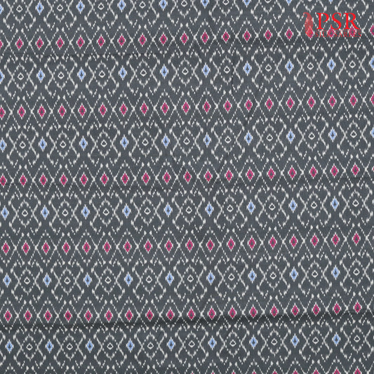 Dark Grey Semi Tassar Ikkat Print Running Material