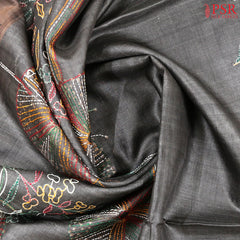Dark Fossil Grey Kadhi Tussar Silk Saree