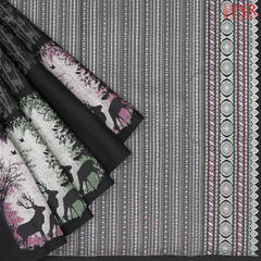 Black Kanchipuram Tissue Silk Saree
