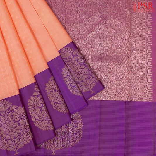 Peach Kanchipuram Silk Saree