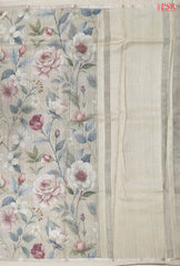 Almond Beige Printed Tissue Saree