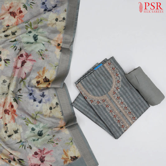 Sandrine Grey Semi Dupion Dress Material