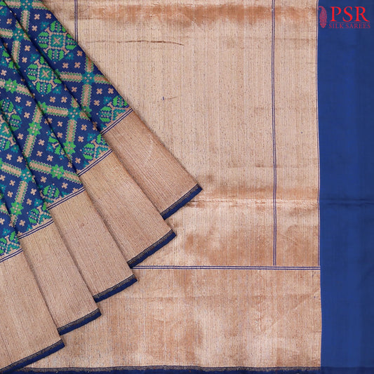 Dark Yale Blue Banarasi Silk Saree