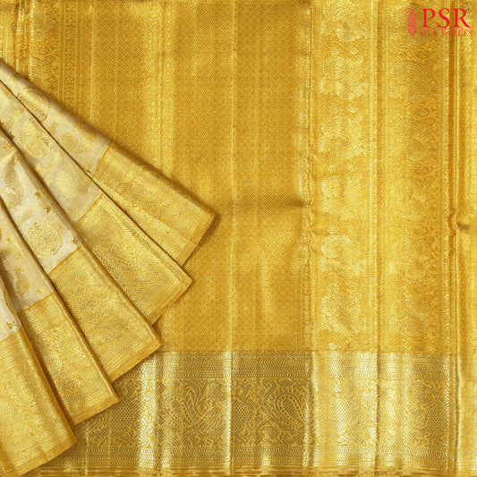 Golden Kanchipuram Tissue Jacquard Silk Saree
