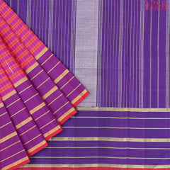 Saffron & Dark Magenta Kanchipuram Silk Saree