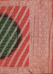 Dark Green Crushed Bandhini Saree