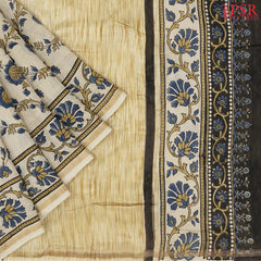 Beige Jaipur Cotton Printed Saree