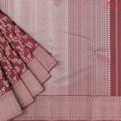 Aesthetic Maroon Kanchipuram Jacquard Silk Saree