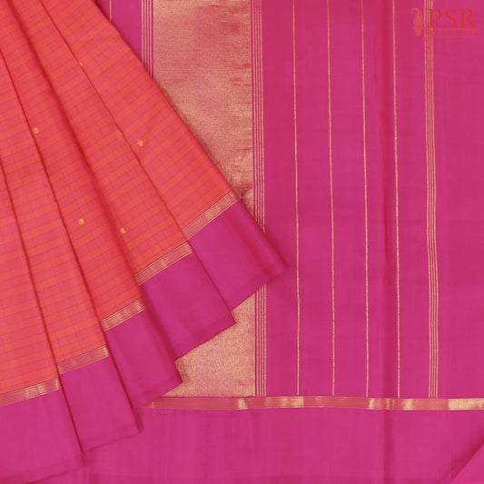 Coral Orange Kanchipuram Silk Saree