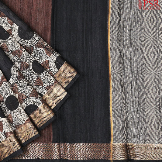 Black Kadhi Tussar Silk Saree