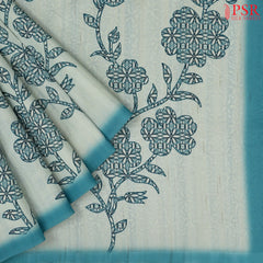 Light Teal Semi Tussar Saree