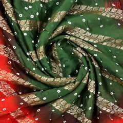 Dark Green Crushed Bandhini Saree