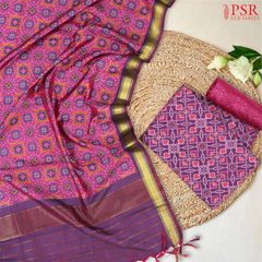 Violet Soft Patola Semi Silk Dress Material