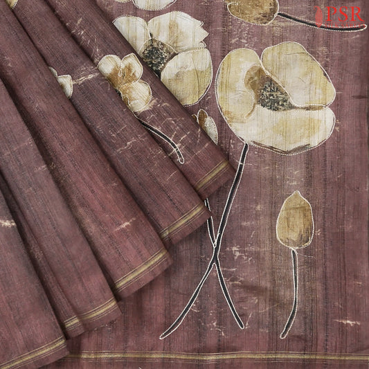 Rosy Brown Semi Dupion Saree