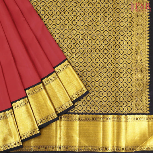 Dark Red Kanchipuram Silk Saree