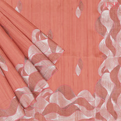 Coral Peach Kosa Embroidery Saree