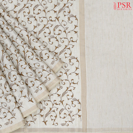 Beige Semi Tussar Saree