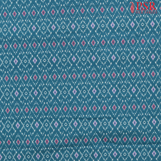 Dark Turquoise Semi Tassar Ikkat Print Running Material