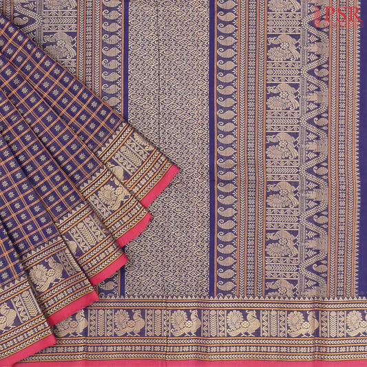Dark Indigo Kalakshetra Kovai Cotton Saree